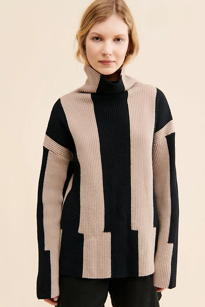 Avantlook Stripe Turtleneck Pullover