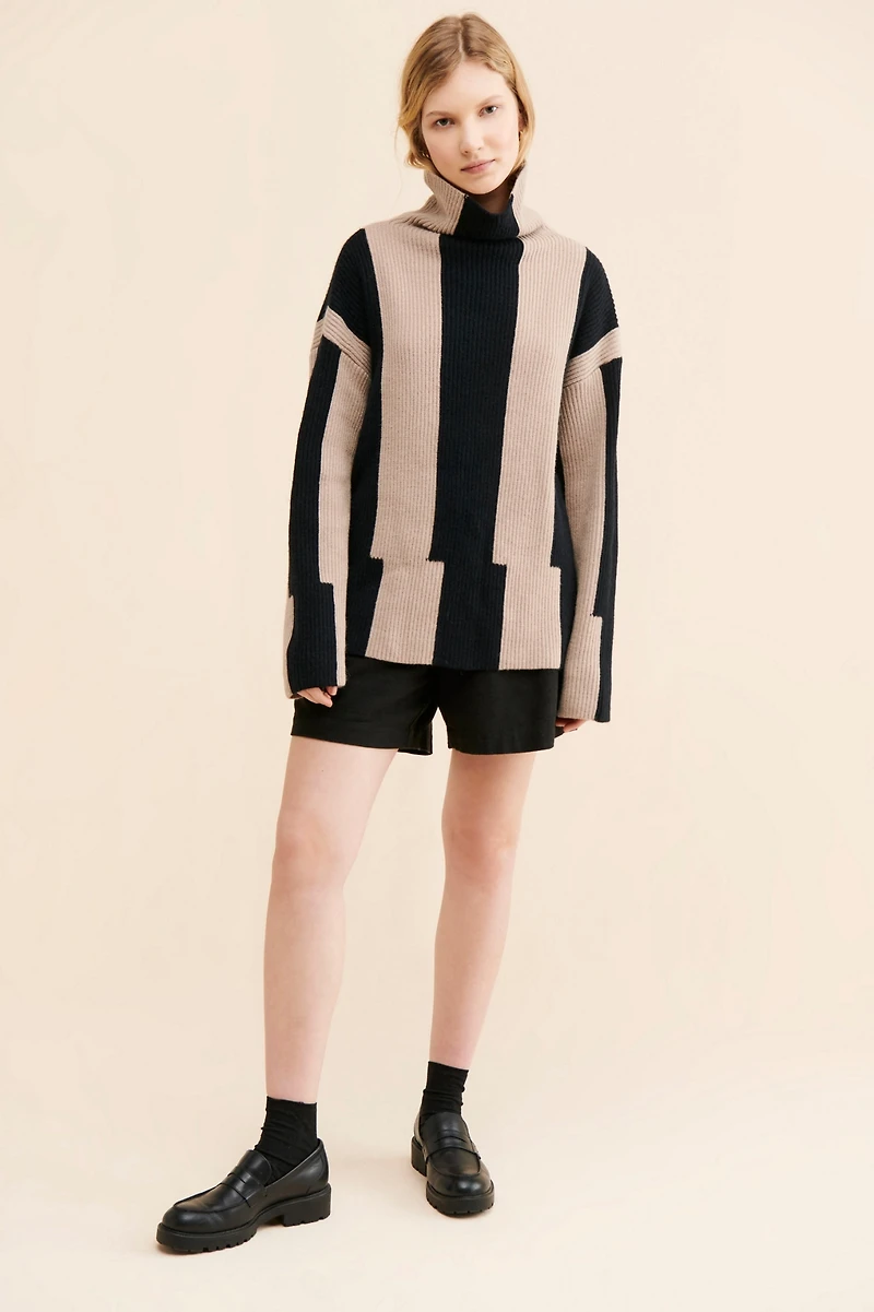 Avantlook Stripe Turtleneck Pullover