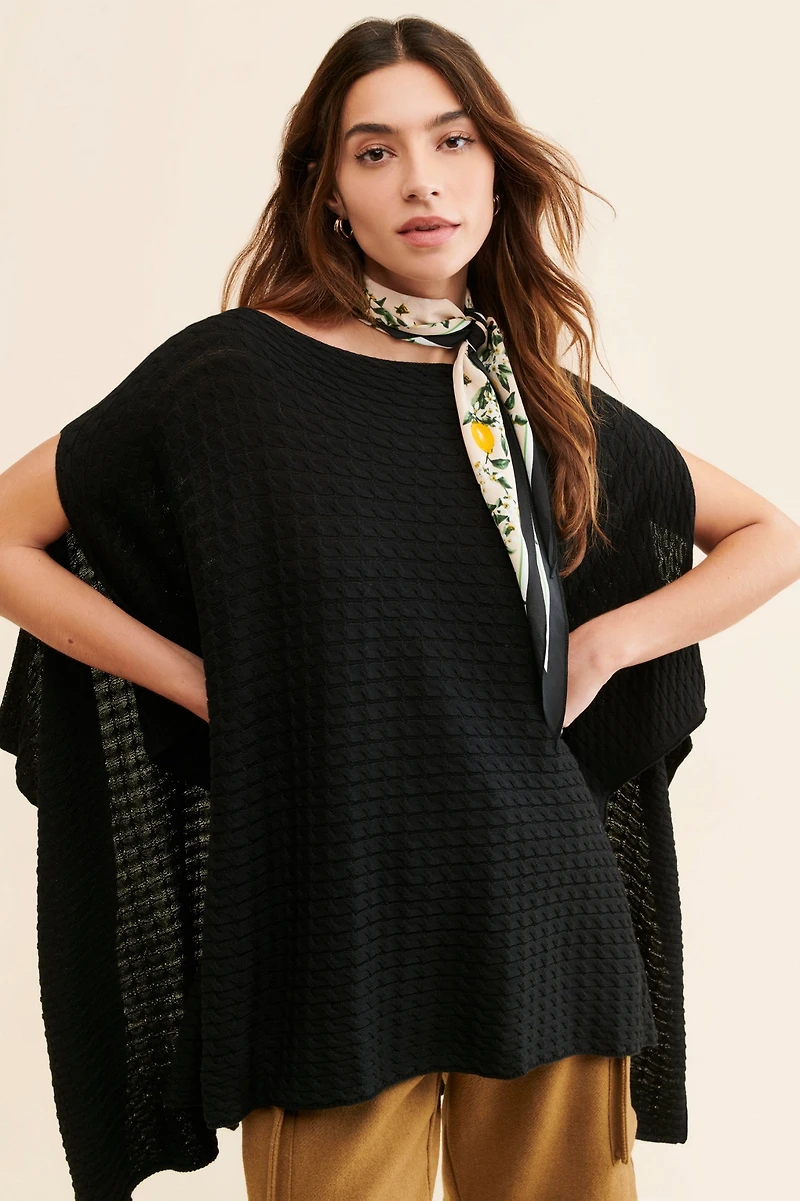 ONA Cable Knit Poncho