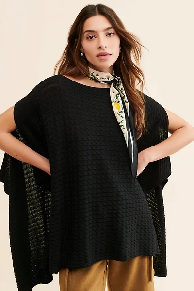 ONA Cable Knit Poncho