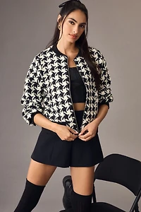 Bishop + Young Tweed Houndstooth Bomber Jacket