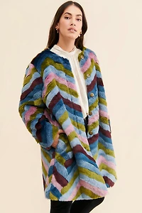 Hutch Chevron Faux Fur Coat