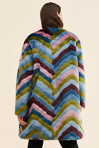Hutch Chevron Faux Fur Coat