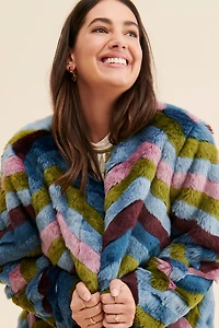 Hutch Chevron Faux Fur Coat