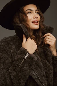 Curly Faux Fur Moto Jacket