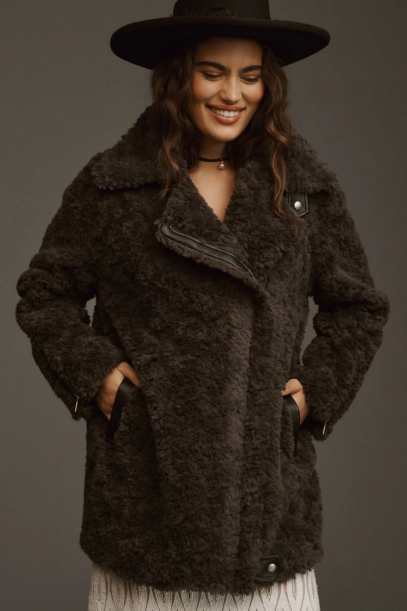 Curly Faux Fur Moto Jacket