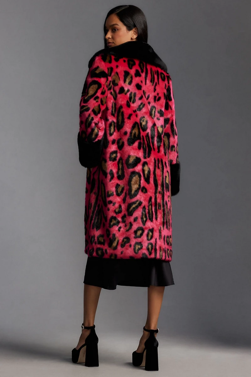Maeve Colorblock Leopard Coat