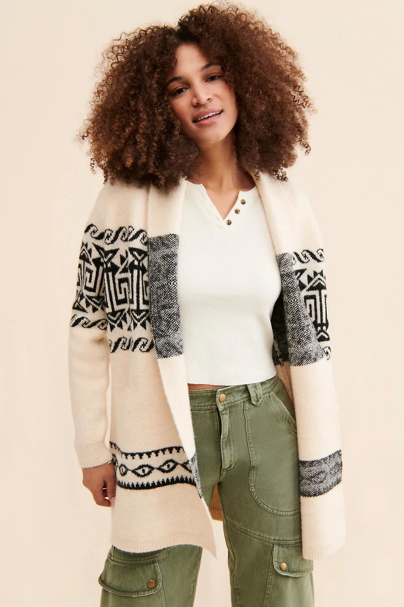 RD Style Open Printed Cardigan