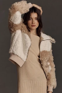 Avec Les Filles Colorblock Sherpa Bomber Jacket