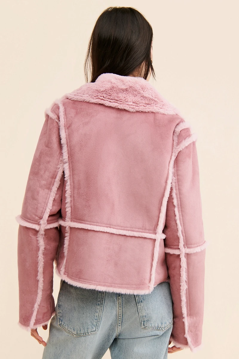 Faux Fur Seamed Jacket