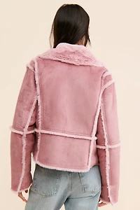 Faux Fur Seamed Jacket