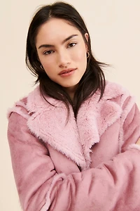 Faux Fur Seamed Jacket