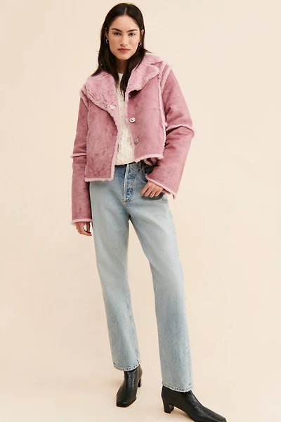 Faux Fur Seamed Jacket
