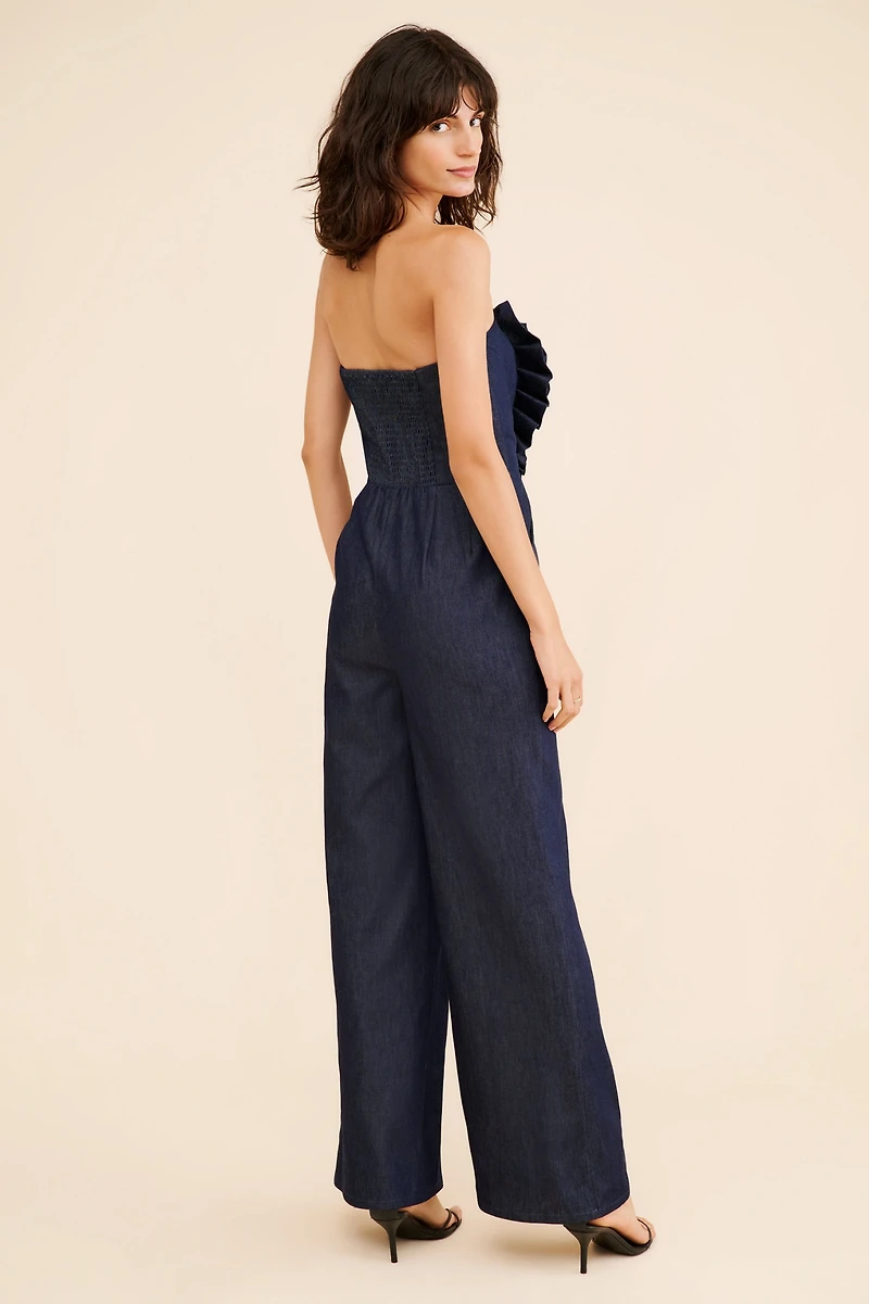 Yumi Kim 3-D Floral Denim Jumpsuit