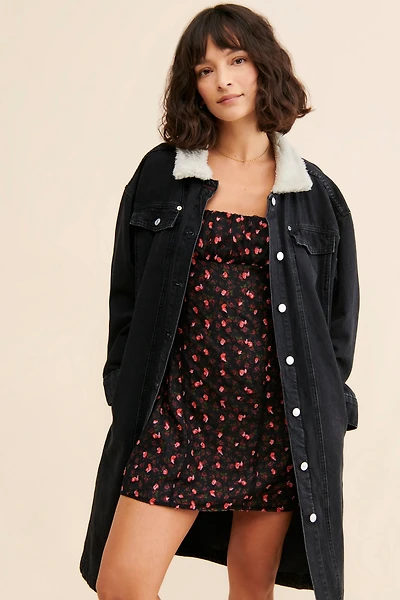 Pilcro Sherpa-Collared Denim Jacket