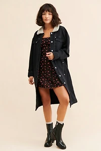 Pilcro Sherpa-Collared Denim Jacket
