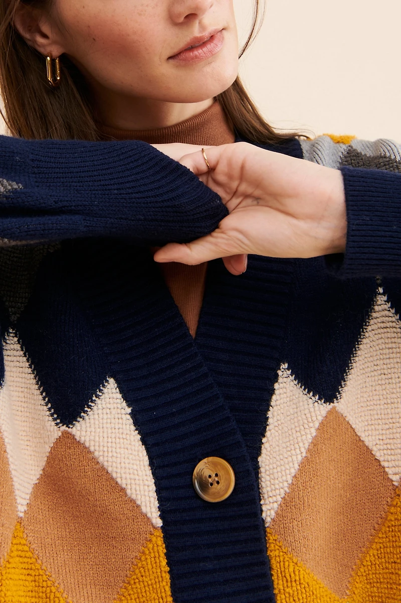Few Moda Geo Colorblock Cardigan