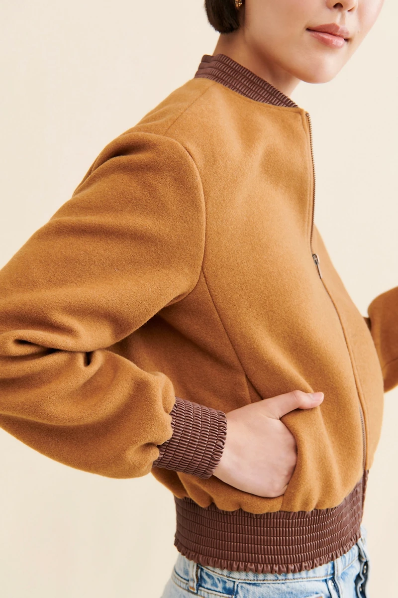 Hutch Vegan Leather Trim Bomber