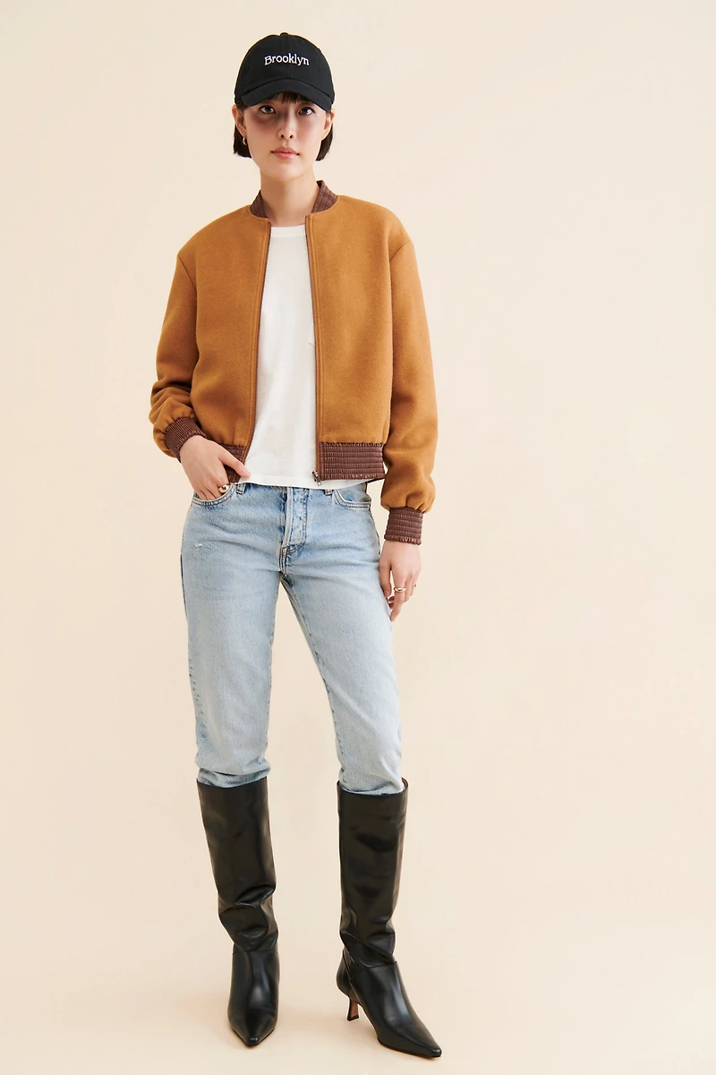 Hutch Vegan Leather Trim Bomber
