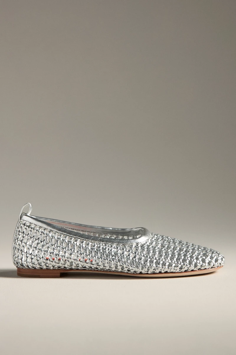 SIMONMILLER Riad Chrome Woven Ballerina Flats