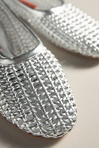 SIMONMILLER Riad Chrome Woven Ballerina Flats