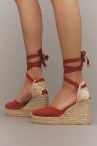 Castañer Chiara Tie-Up Espadrille Wedge Heels