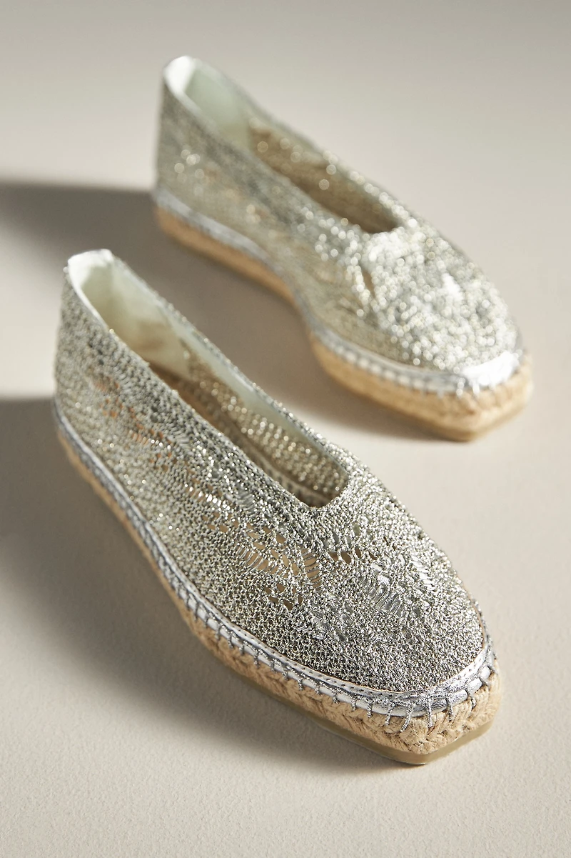 Castañer Kim Metallic Woven Espadrille Flats