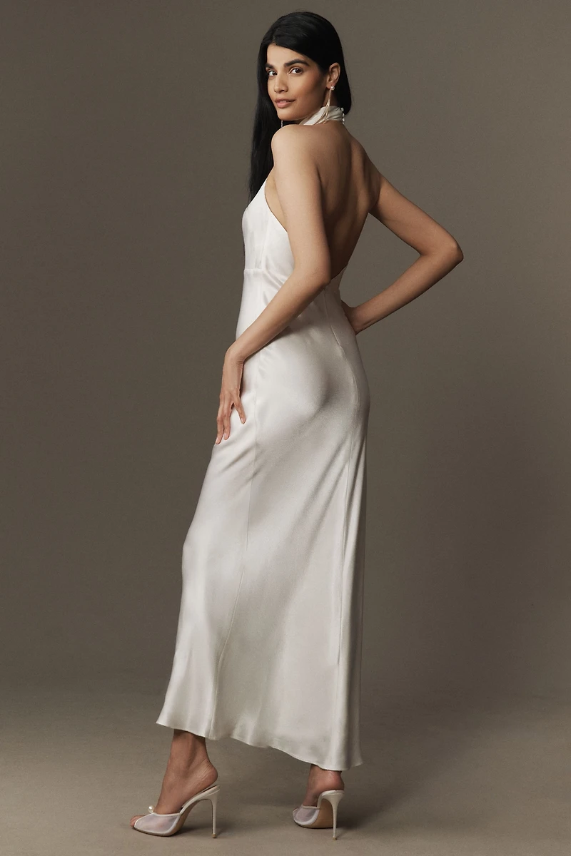 Shona Joy La Lune High Cowl-Neck Open-Back Maxi Dress