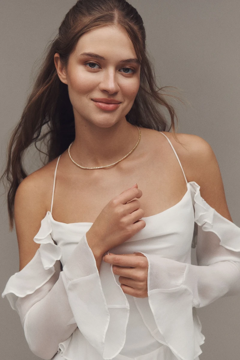 Shona Joy Lira Long-Sleeve Off-The-Shoulder Ruffled Mini Dress