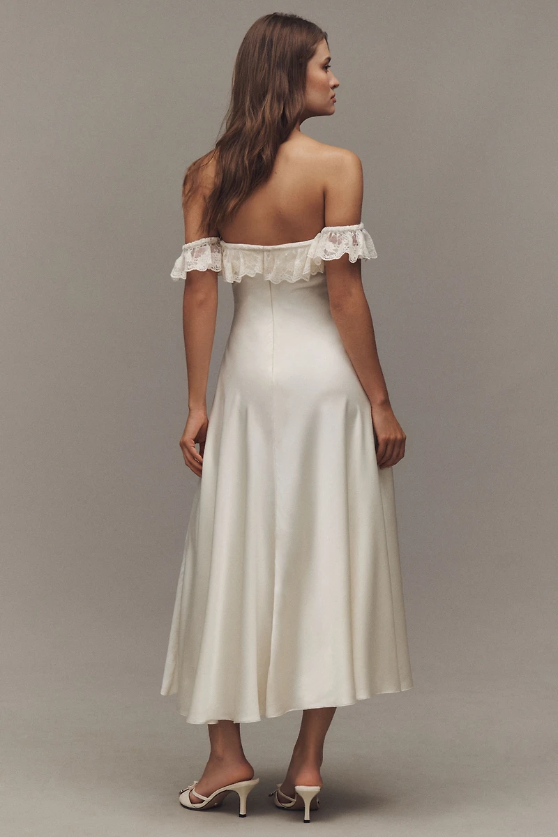 Mirror Palais Sonata Off-The-Shoulder Silk Midi Dress