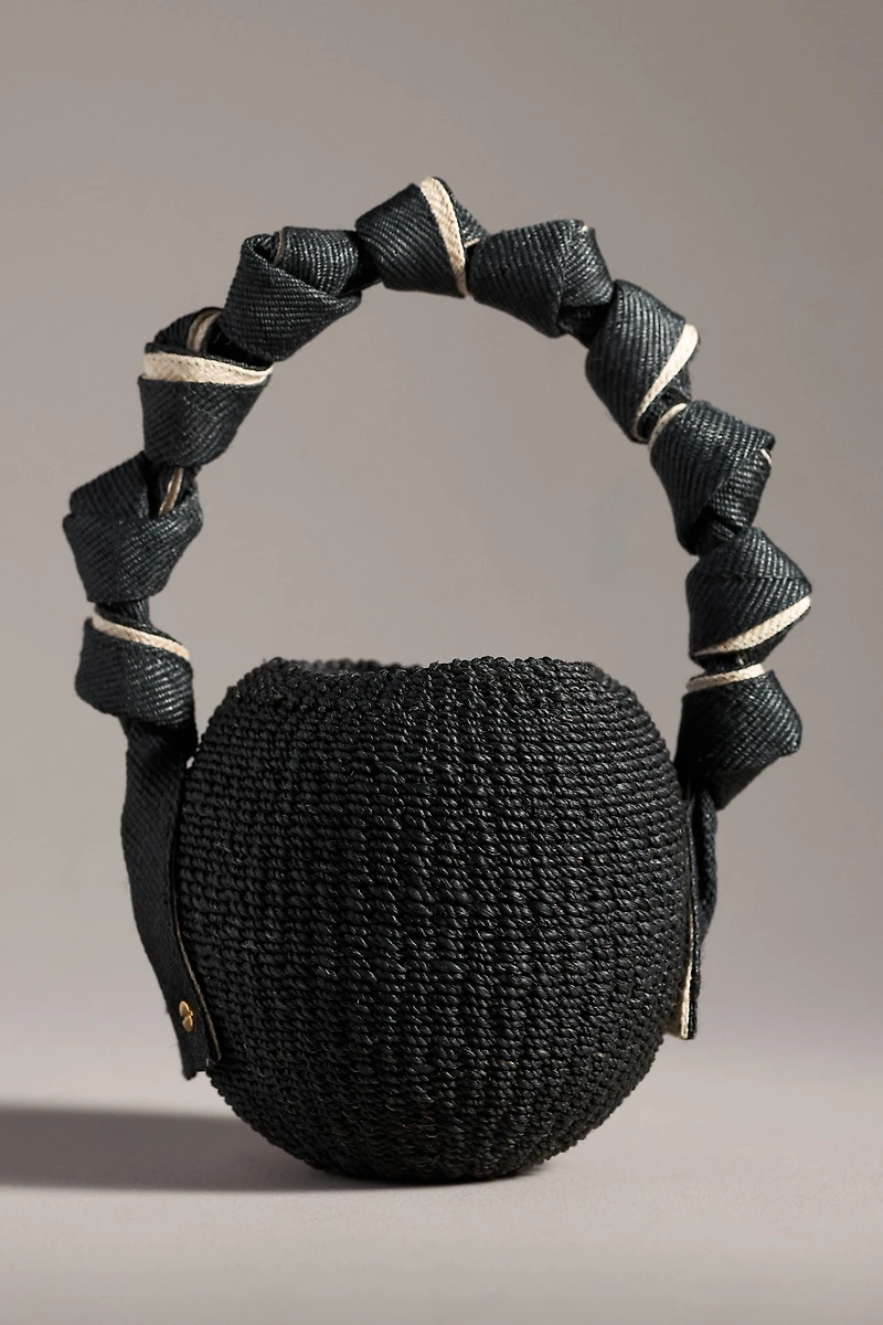 Aranaz Knotted Handle Mini Raffia Bucket Bag