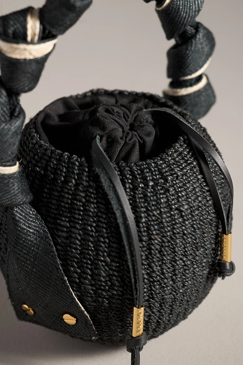 Aranaz Knotted Handle Mini Raffia Bucket Bag
