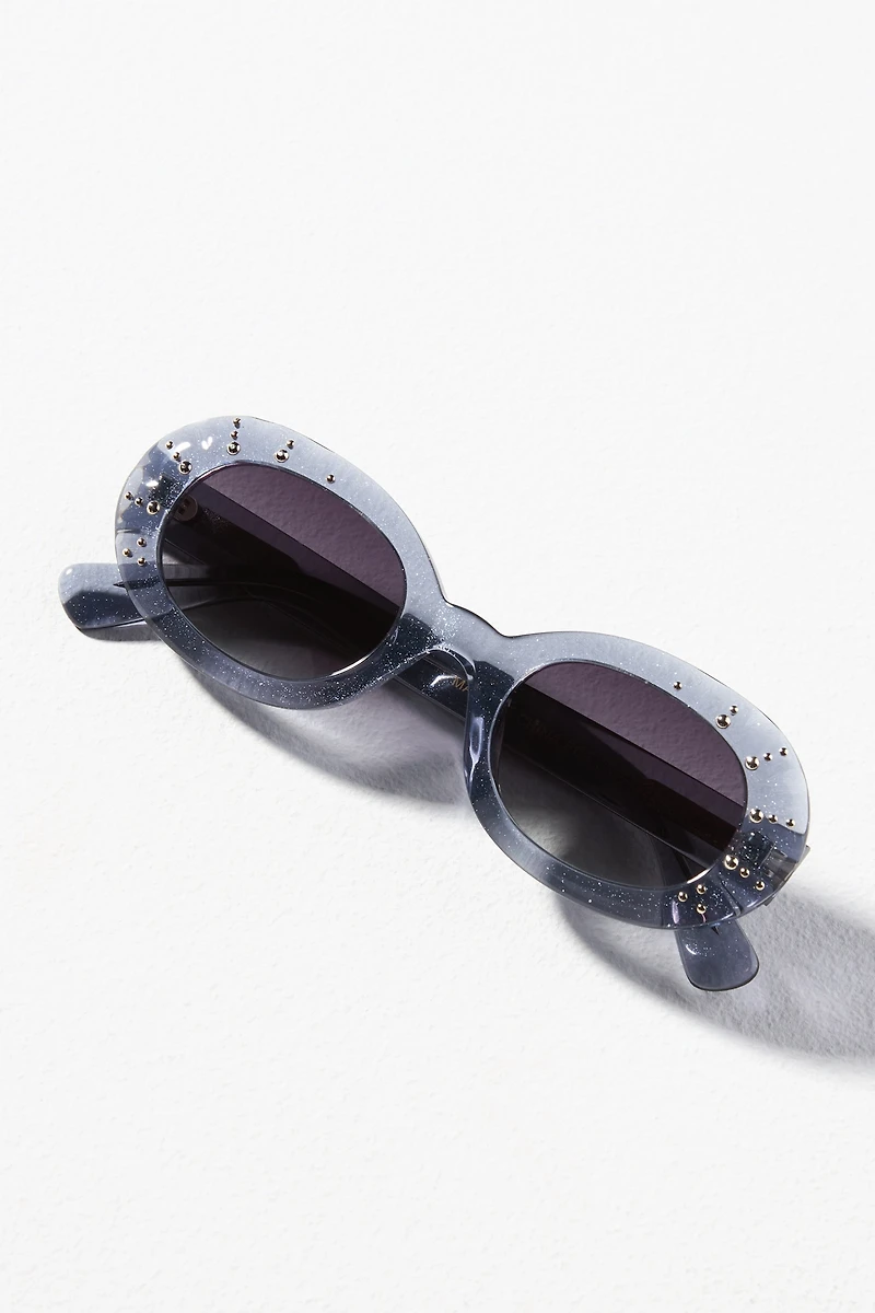 Crystal Tortoiseshell Oval Sunglasses