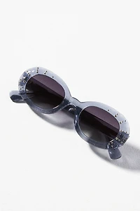 Crystal Tortoiseshell Oval Sunglasses