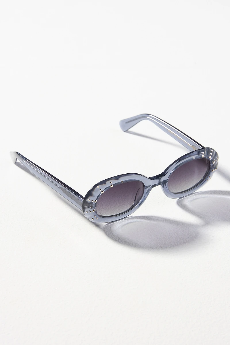 Crystal Tortoiseshell Oval Sunglasses