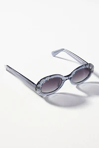 Crystal Tortoiseshell Oval Sunglasses