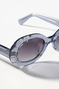Crystal Tortoiseshell Oval Sunglasses