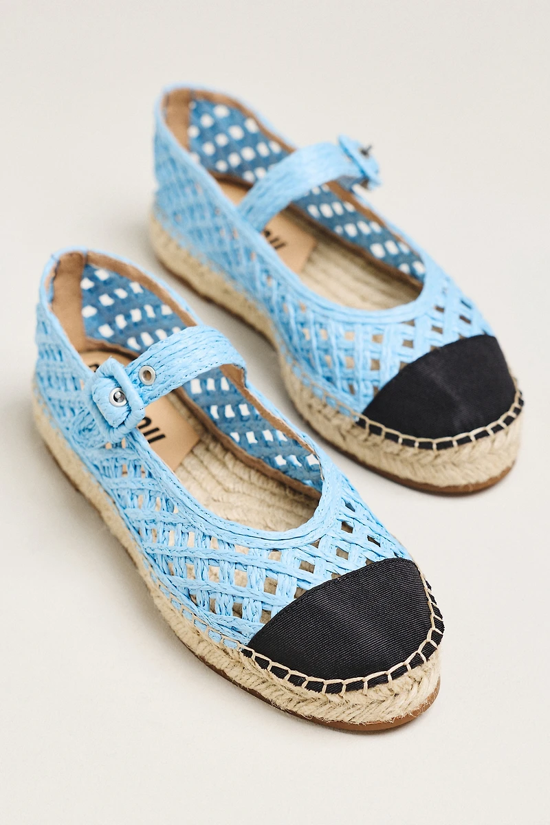 Bibi Lou Raffia Mary Jane Flats