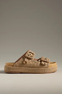 Bibi Lou Raffia Platform Slide Sandals