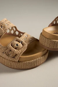 Bibi Lou Raffia Platform Slide Sandals