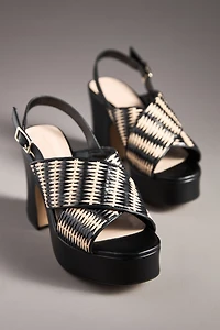 By Anthropologie Cross-Strap Woven Platform Sandals
