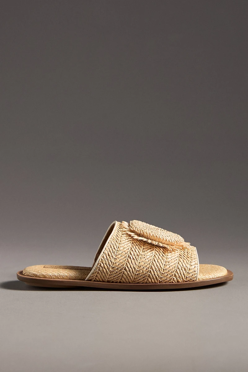 Kelsi Dagger Brooklyn Bloom Raffia Slide Sandals