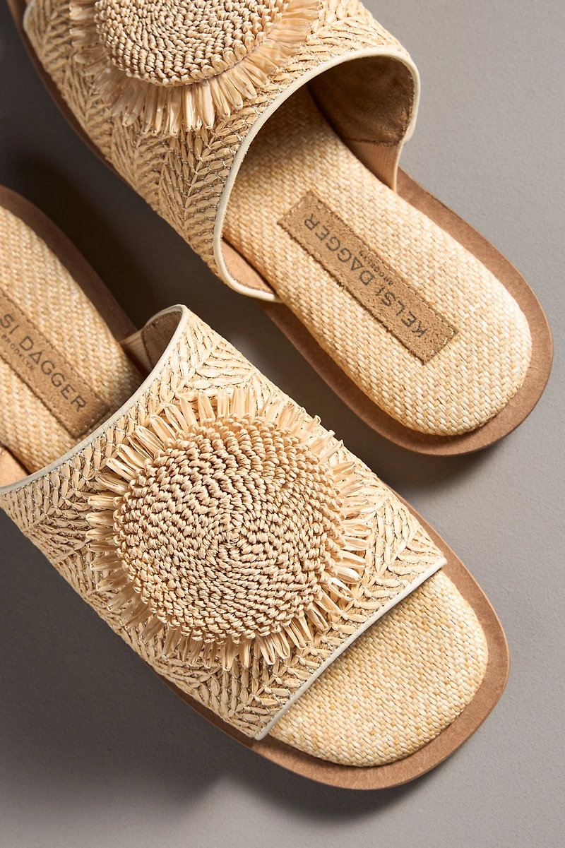 Kelsi Dagger Brooklyn Bloom Raffia Slide Sandals