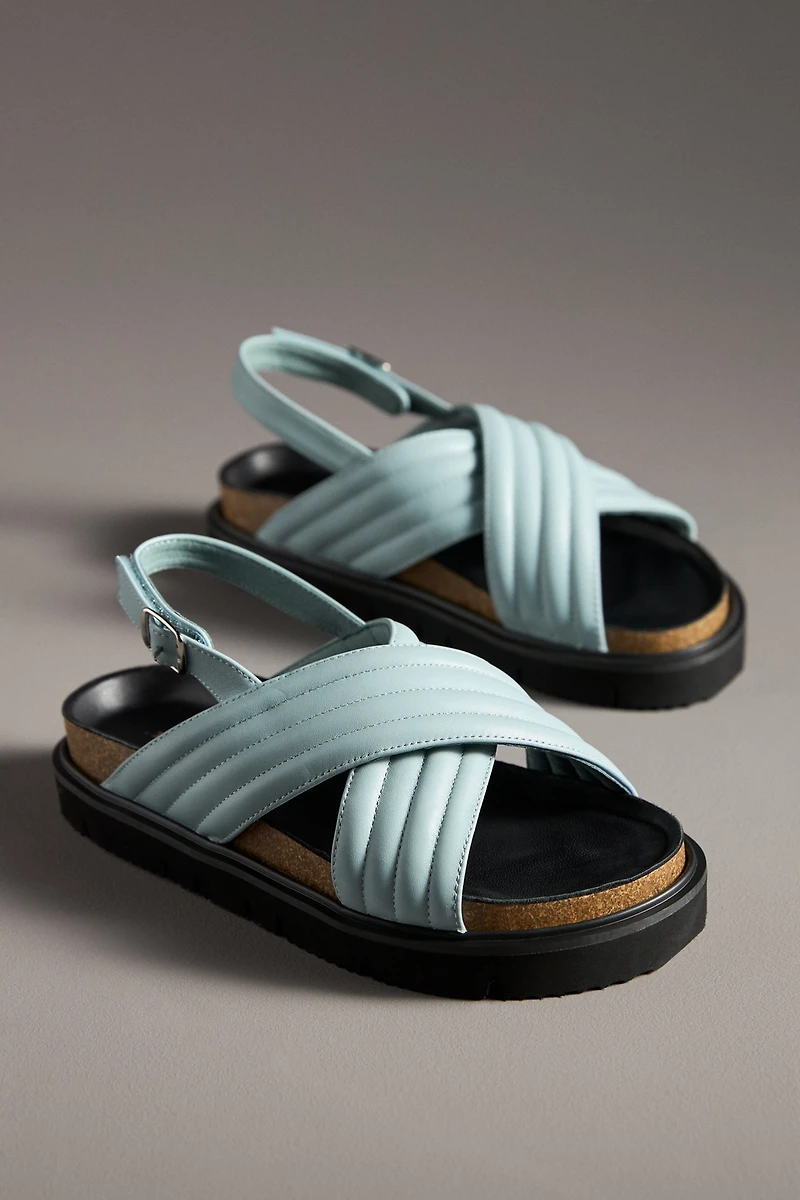 All Black Flat Lugg Cross Sandals