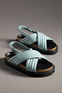 All Black Flat Lugg Cross Sandals