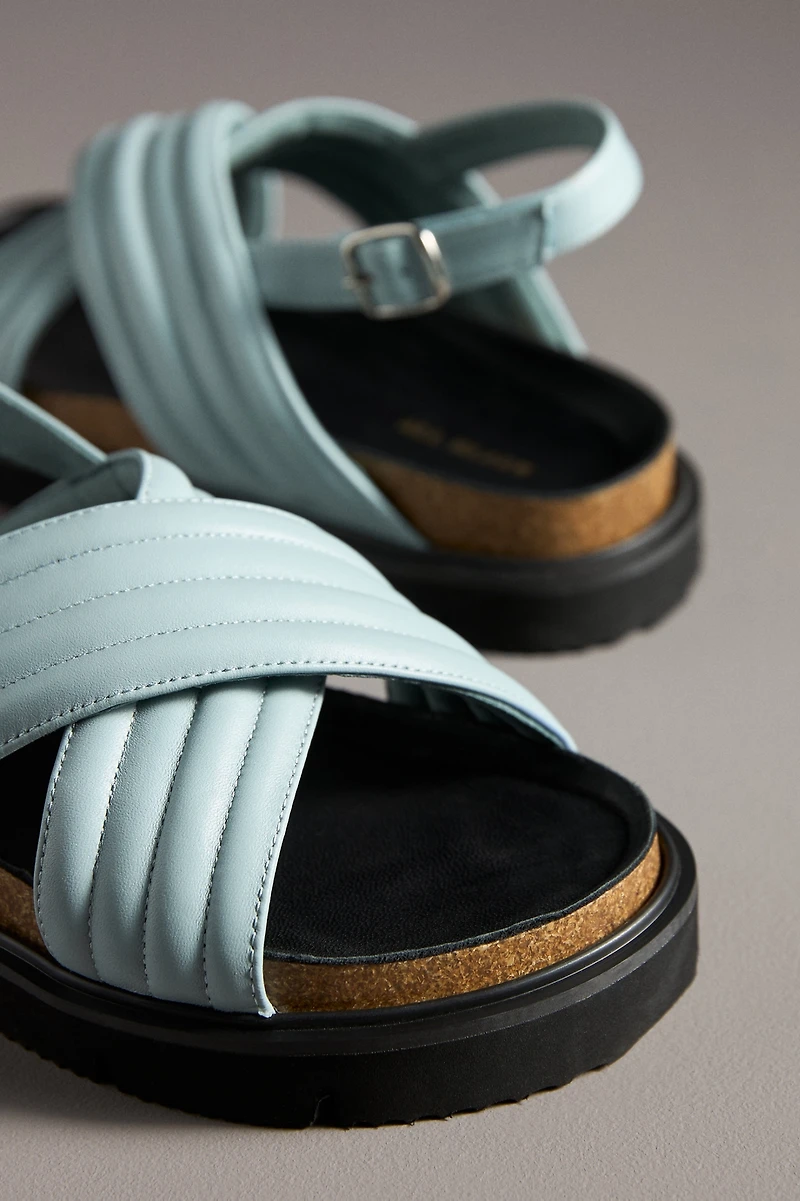 All Black Flat Lugg Cross Sandals