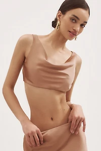 Norma Kamali Maria Sleeveless Satin Crop Top