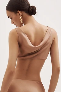 Norma Kamali Maria Sleeveless Satin Crop Top