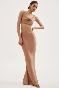 Norma Kamali Obie Bias-Cut Satin Maxi Skirt