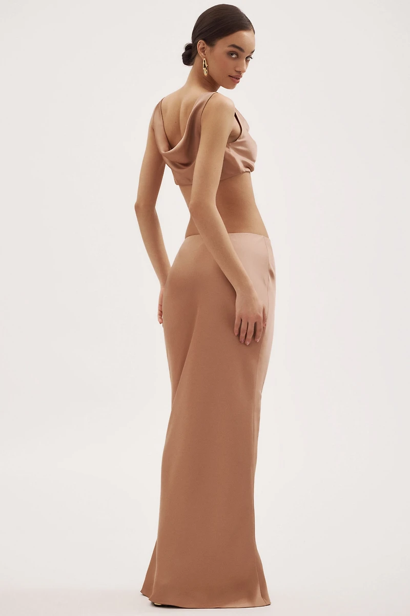 Norma Kamali Obie Bias-Cut Satin Maxi Skirt